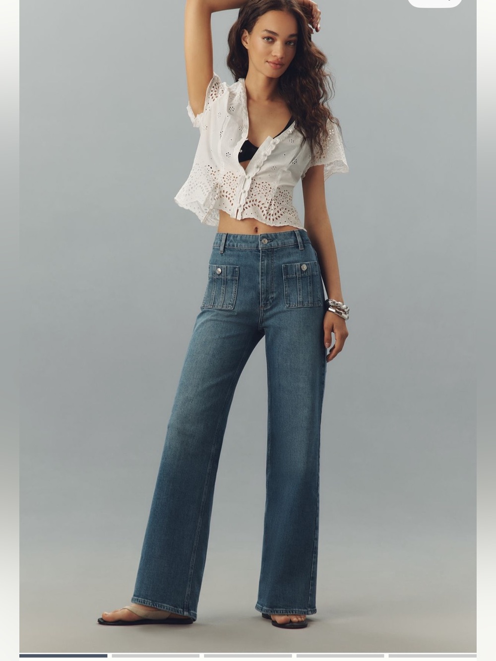 PAIGE Anessa Wide Leg Patch Pocket Jeans- size 32